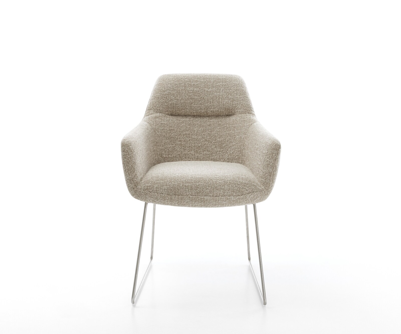 Esszimmerstuhl Pejo-Flex Webstoff Soft Beige Kufengestell Edelstahl Taschenfederkern 2