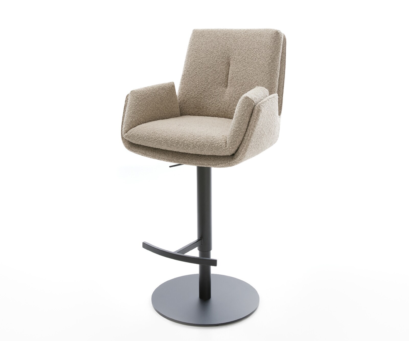 Chaise-de-bar Clea-Flex Bouclé Boue Pied pivotant réglable en hauteur Noir Noir 1