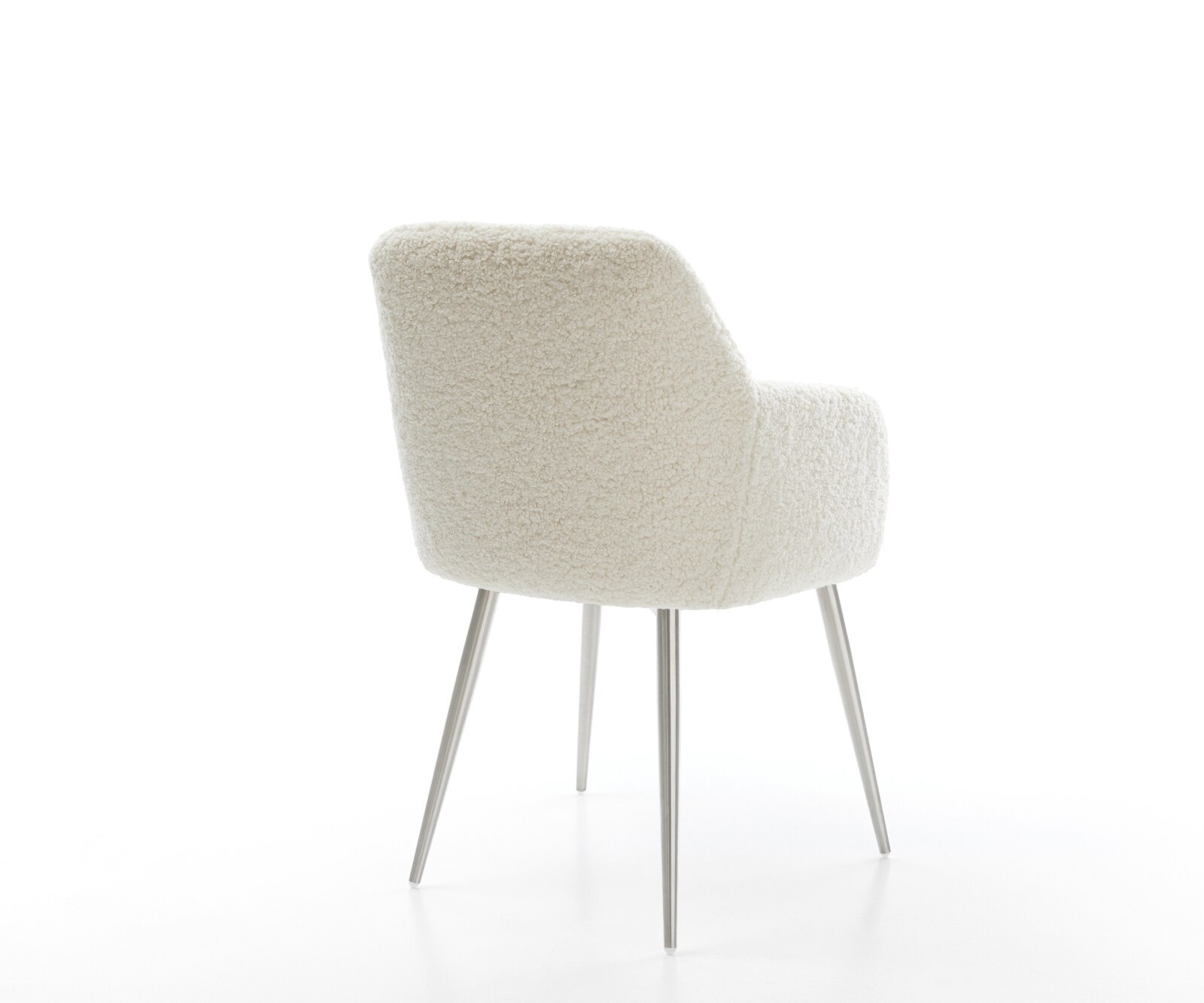 Esszimmerstuhl Greg-Flex Teddystoff Beige 4-Fuß konisch Edelstahl Taschenfederkern 4