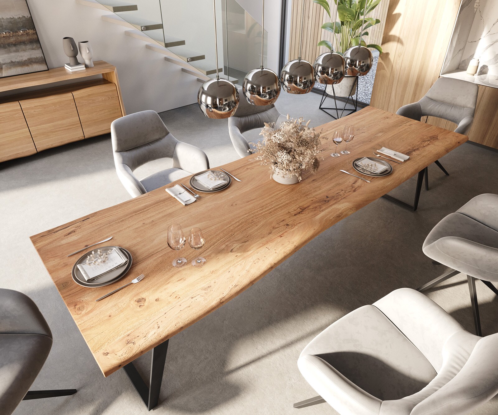 Esstisch Edge 300x100 Akazie Natur Metall Schräg Live-Edge 4 Esstisch Edge 300x100 Akazie Natur Metall Schräg Live-Edge 4