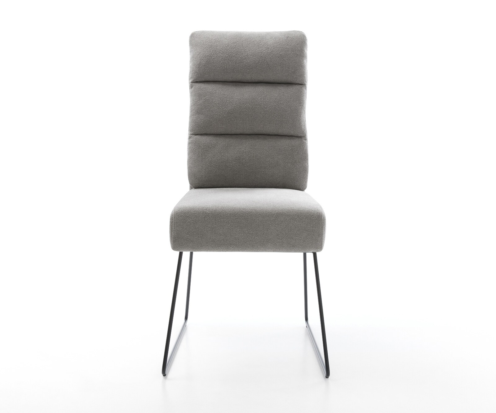Esszimmerstuhl Pela-Flex Strukturstoff Soft Grau Kufengestell Schwarz Taschenfederkern 1