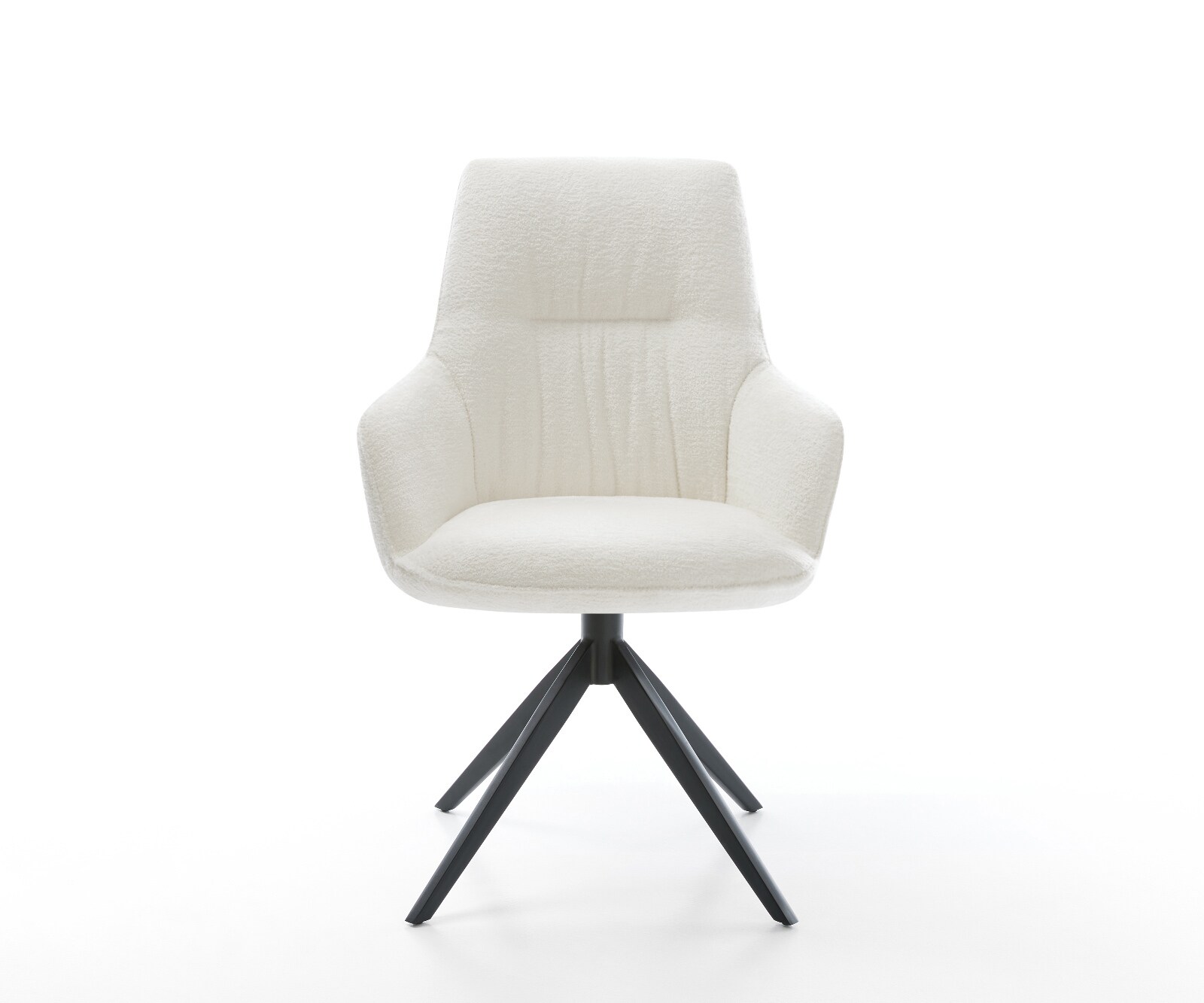 Chaise-pivotante Zelia-Flex avec accoudoirs bouclé doux beige pied croisé large noir pivotement sur 360° fonction bascule resorts ensachés 1