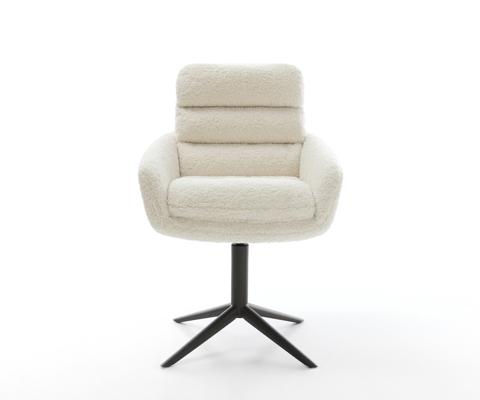 Chaise-pivotante Abelia-Flex avec accoudoirs tissu teddy beige pied de chaise 4 branches noir pivotement sur 360° fonction bascule 1