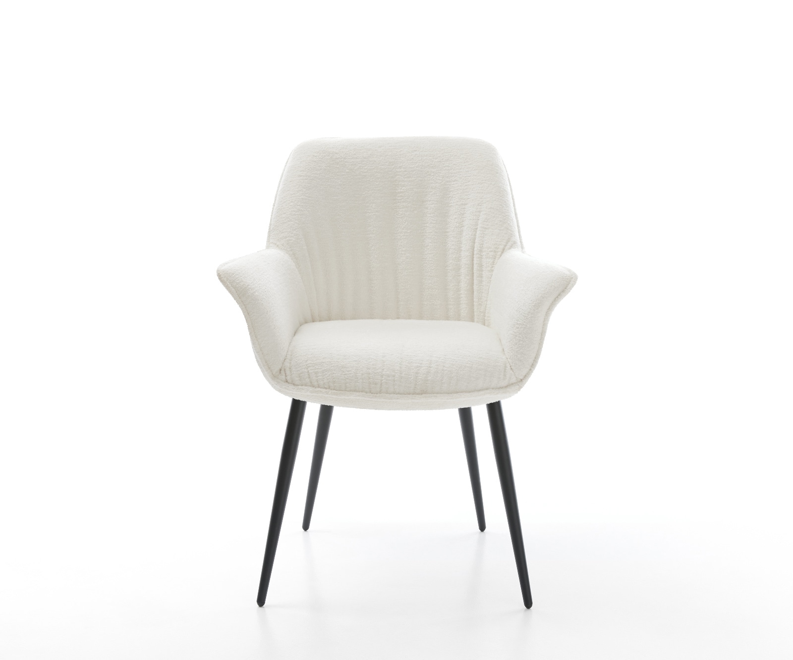Esszimmerstuhl Keila-Flex mit Armlehnen Bouclé Soft Beige 4-Fuß konisch Schwarz 2