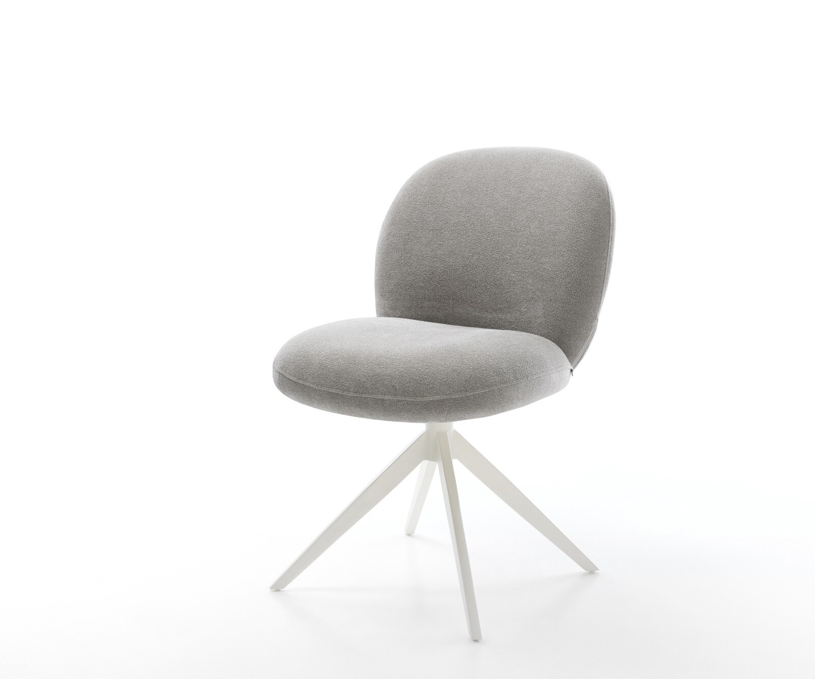 Chaise-pivotante Nube-Flex tissu structuré doux gris pied croisé large blanc pivotement sur 360° fonction bascule resorts ensachés