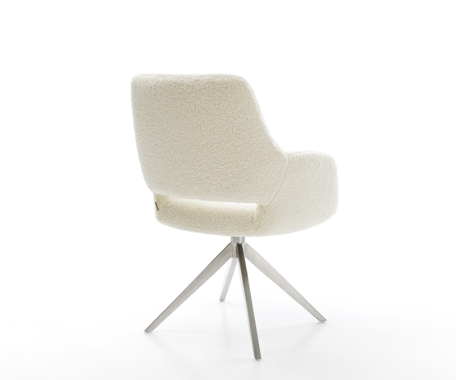 Chaise-pivotante Yago-Flex avec accoudoirs tissu teddy beige pied croisé large acier inoxydable pivotement sur 360° fonction bascule resorts ensachés 4