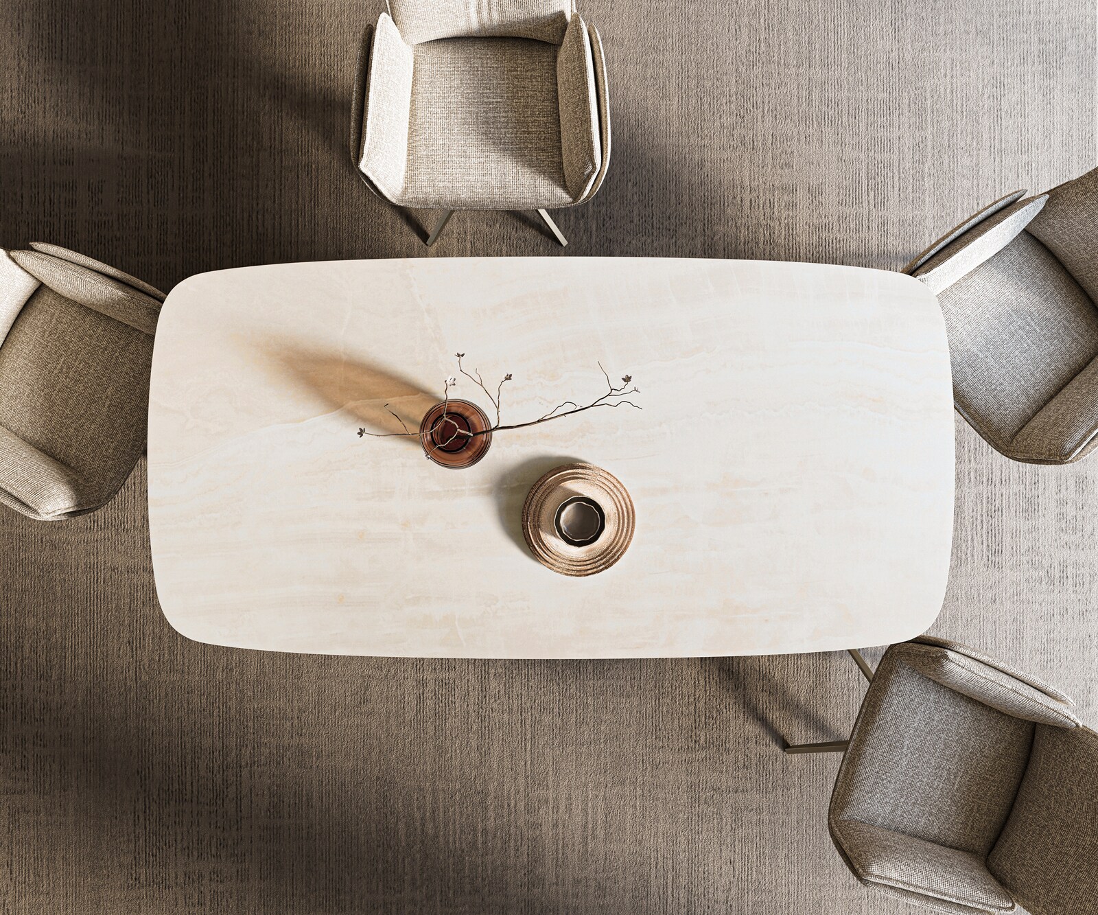 Esstisch Edge Boot 200x100 cm Keramik Onyx Champagne W-Gestell Metall Effektfinish Titan 5