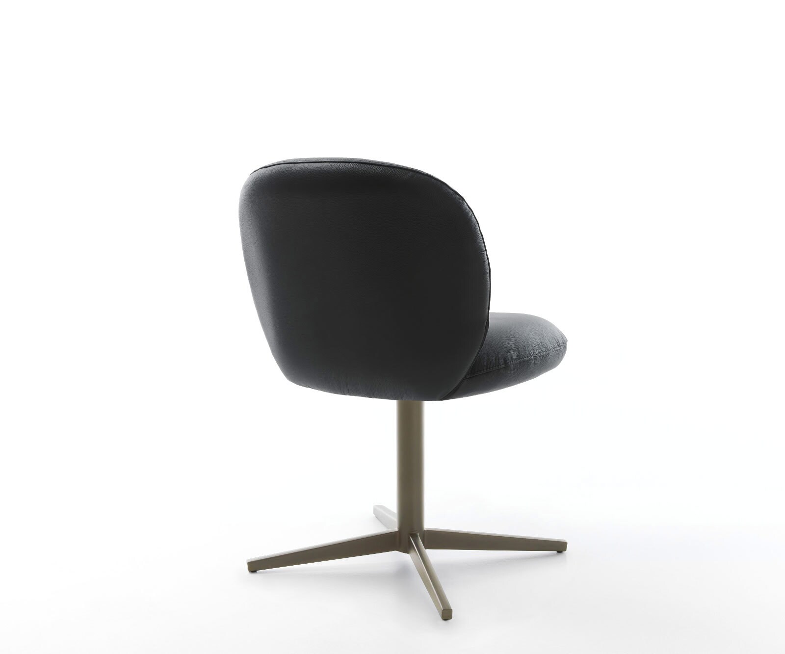 Drehstuhl Nube-Flex Echt-Leder Schwarz Fußkreuz Effektfinish Titan 360° drehbar Taschenfederkern 4