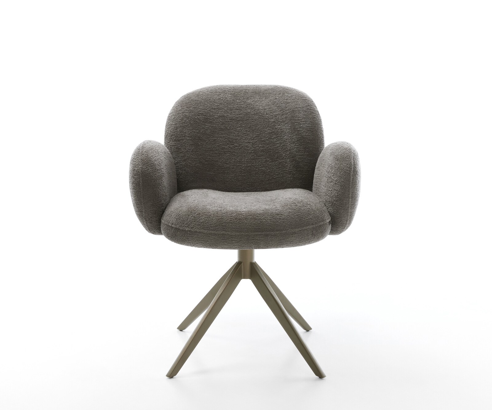 Drehstuhl Nube-Flex mit Armlehnen Bouclé Soft Schlamm Kreuzgestell breit Effektfinish Titan 360° drehbar Wippfunktion Taschenfederkern 2