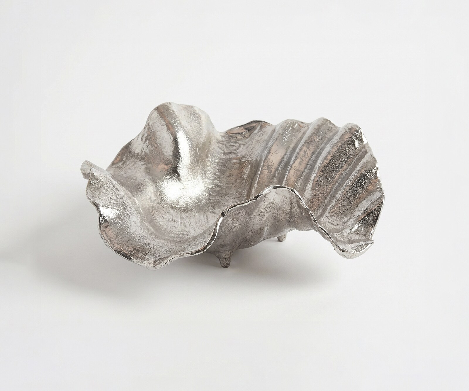 Coupe décorative Almira l38 x P38 x H15 cm Aluminium Platin Faite main