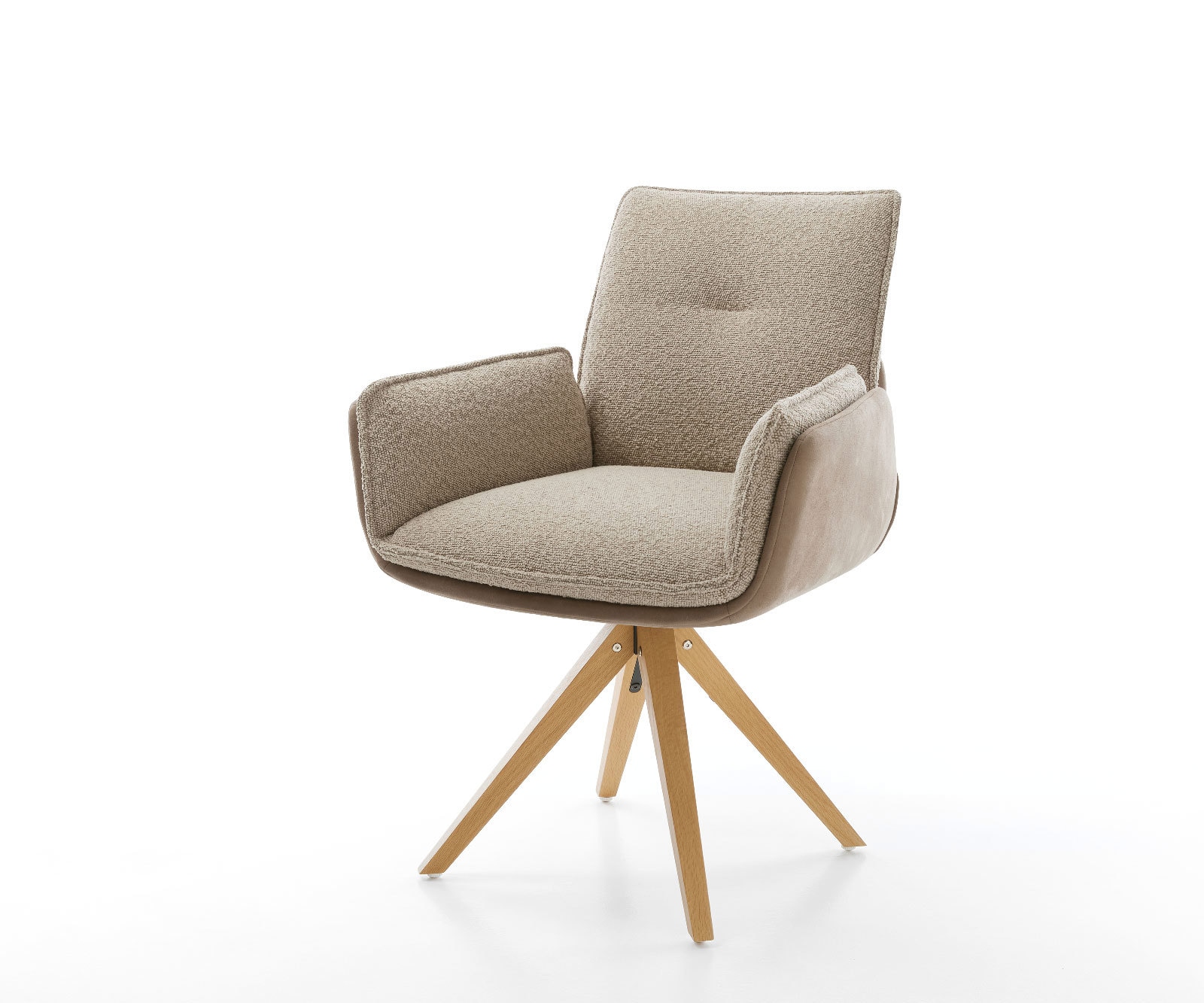 Drehstuhl Nela-Flex Materialmix Schlamm Holzgestell kantig Natur 180° drehbar Drehstuhl Nela-Flex Materialmix Schlamm Holzgestell kantig Natur 180° drehbar