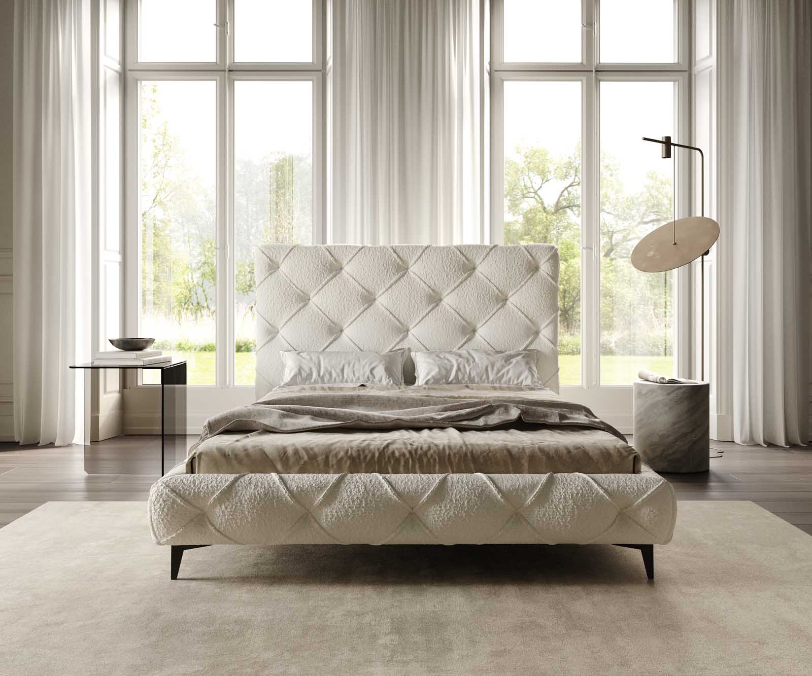 Polsterbettgestell Nayara 140x200 cm Bouclé Creme-Weiß 1 Polsterbettgestell Nayara 140x200 cm Bouclé Creme-Weiß 1