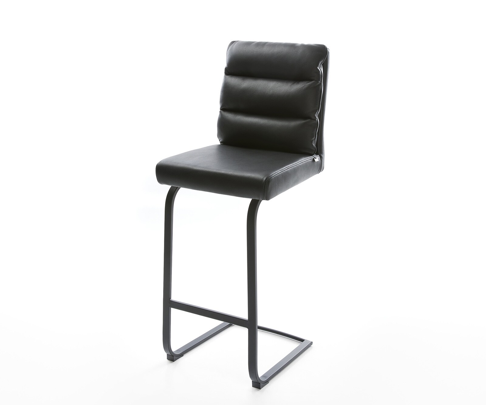 Barstuhl Pela-Flex Echt-Leder Schwarz Freischwinger flach Metall 1