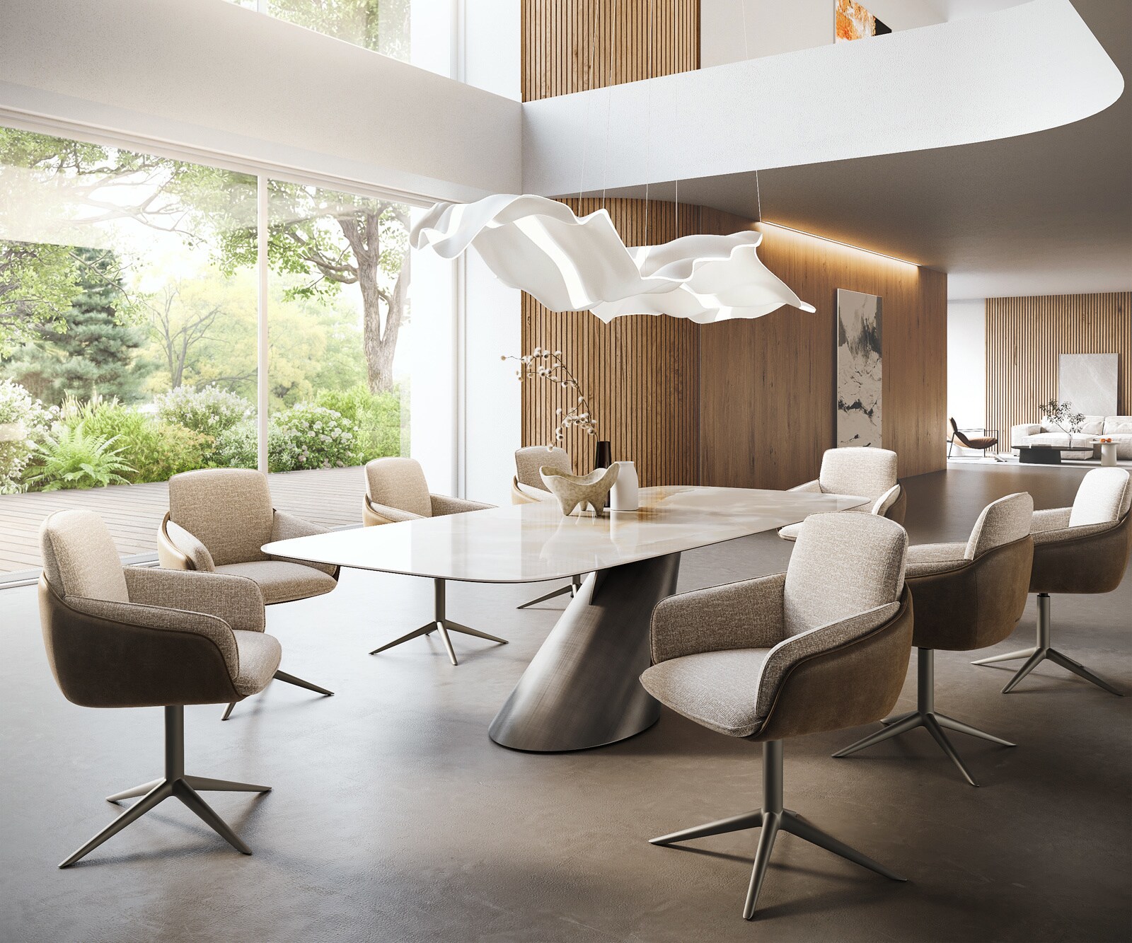 Esstisch Edge Boot 270x120 cm Keramik Iris FMG Onice Grigio Cono Metallic Silber 7