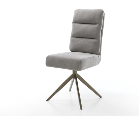 Chaise-pivotante Pela-Flex tissu structuré doux gris pied croisé large aspect titane pivotement sur 360° fonction bascule resorts ensachés