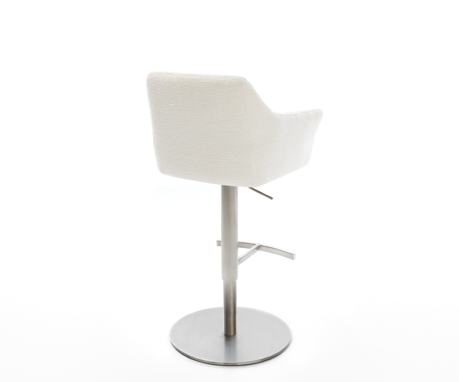 Chaise-de-bar Yulo-Flex Bouclé doux Beige Pied pivotant réglable en hauteur en acier inoxydable Argent 5