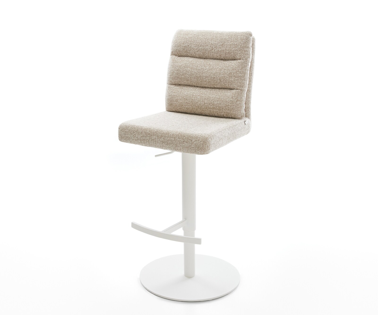 Barstuhl Pela-Flex Webstoff Soft Beige Drehfuß höhenverstellbar Metall Weiß 1