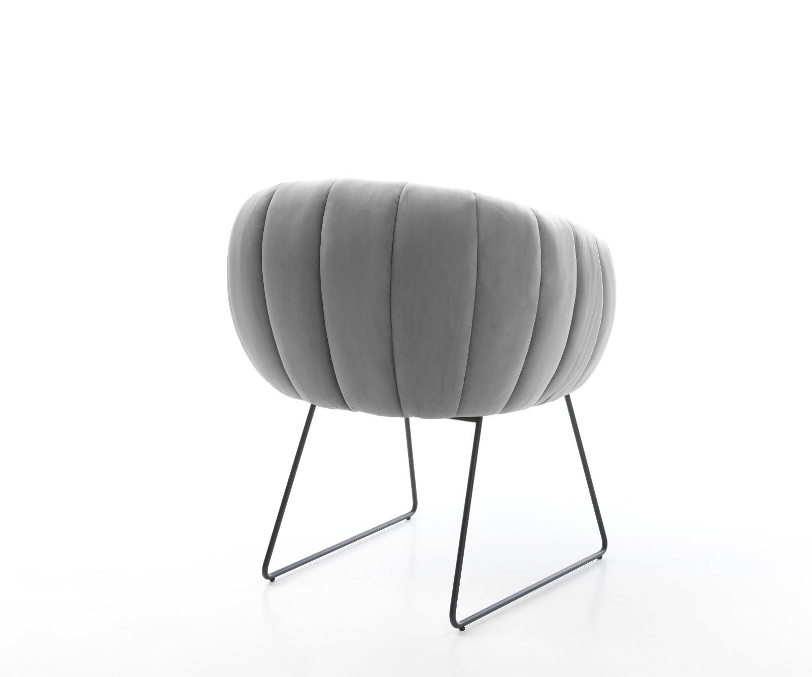 Esszimmerstuhl Jada-Flex Samt Grau Kufengestell Schwarz Taschenfederkern 4