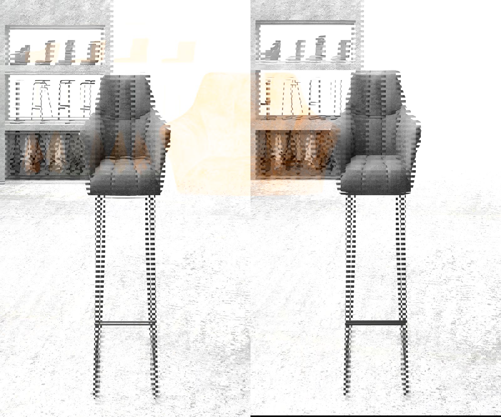 Barstuhl Yulo-Flex Vintage Braun Kufengestell Metall 1 Barstuhl Yulo-Flex Vintage Braun Kufengestell Metall 1