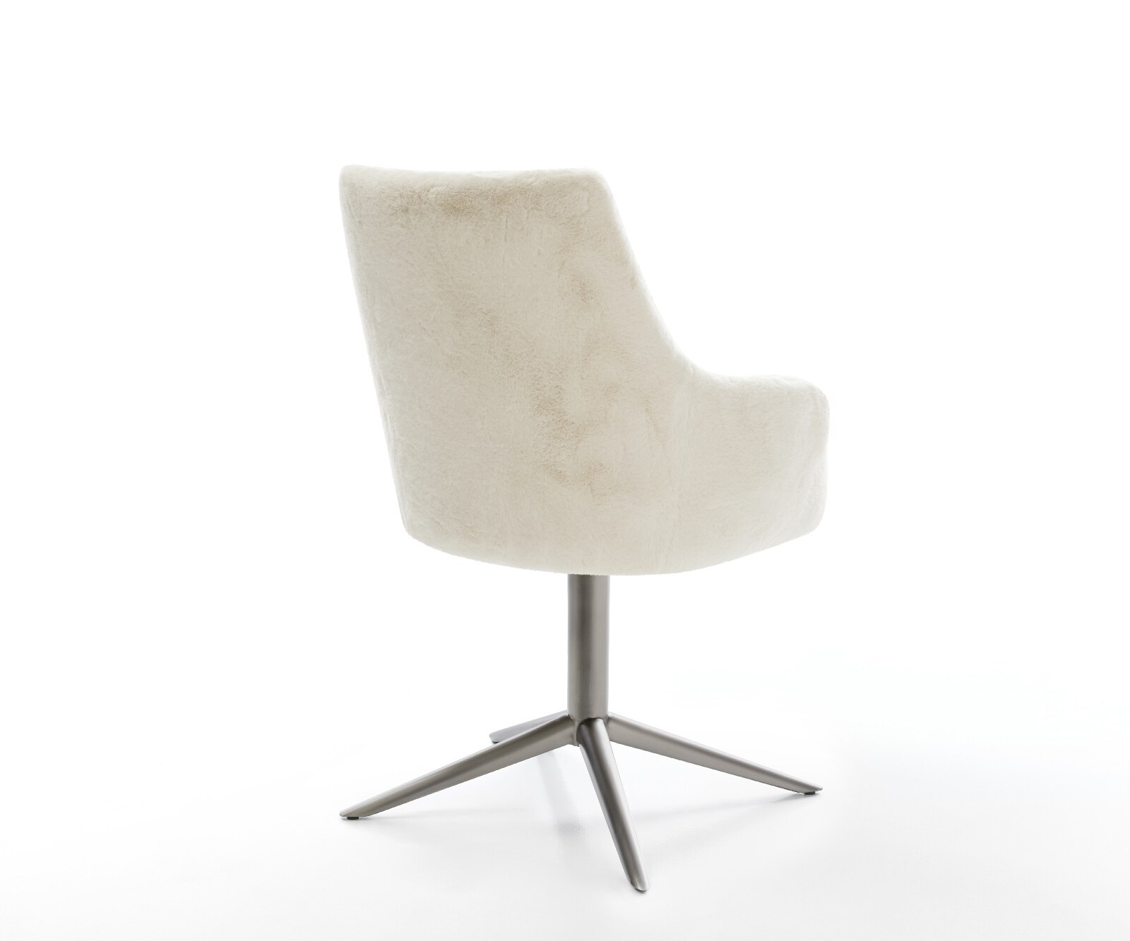 Chaise-pivotante Alja-Flex avec accoudoirs peluche crème-blanc pied de chaise 4 branches grafiete pivotement sur 360° fonction bascule resorts ensachés 5