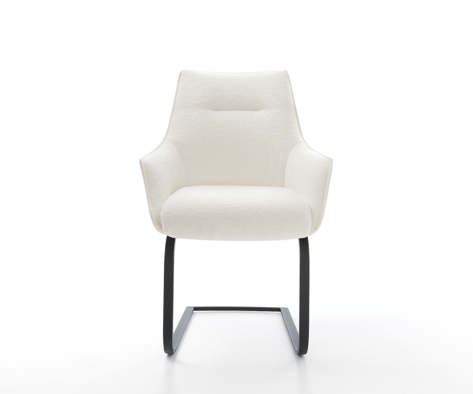 Freischwinger Alja-Flex mit Armlehnen Bouclé Soft Beige Freischwinger flach Schwarz Taschenfederkern 1