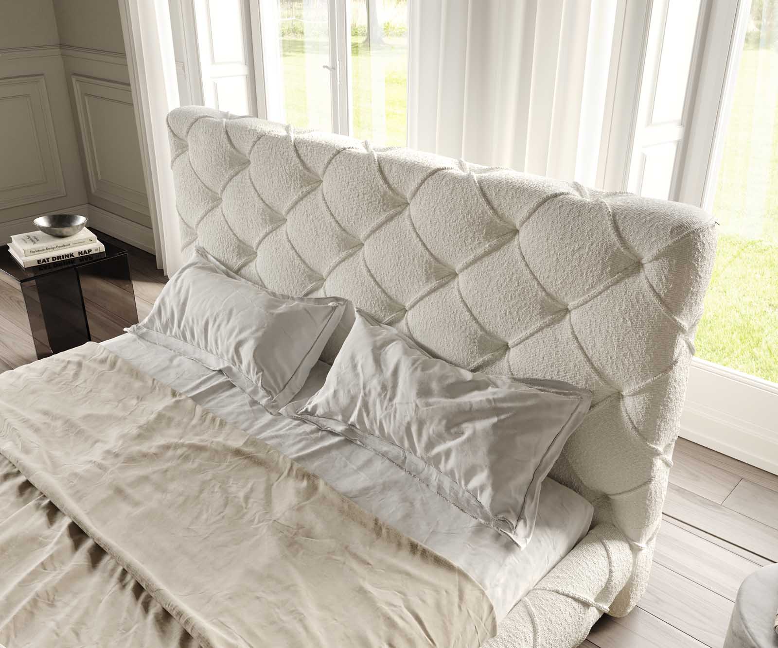 Polsterbettgestell Nayara 180x200 cm Bouclé Creme-Weiß 4 Polsterbettgestell Nayara 180x200 cm Bouclé Creme-Weiß 4