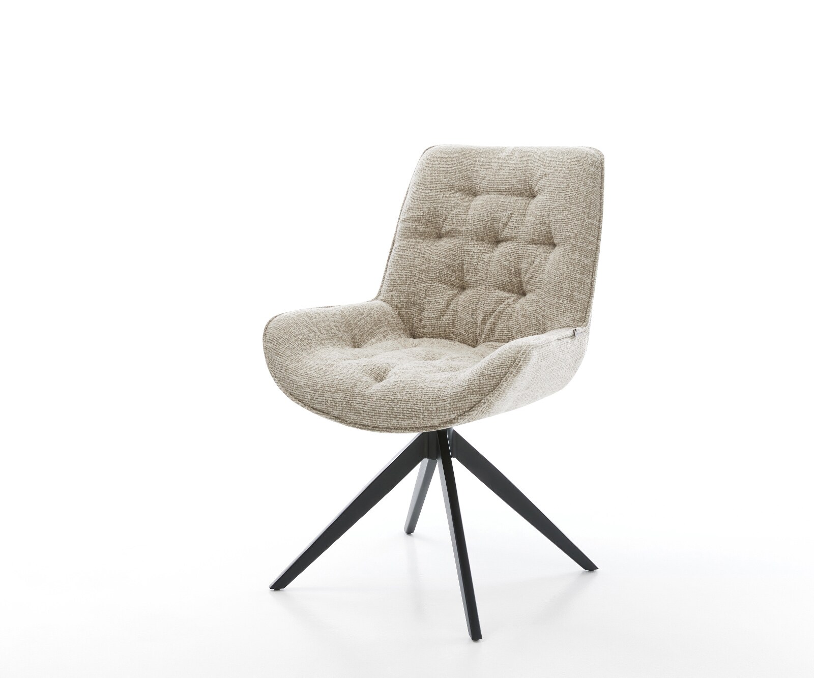 Chaise-pivotante Taimi-Flex tissu tissé doux beige pied croisé large noir pivotement sur 360° fonction bascule 1