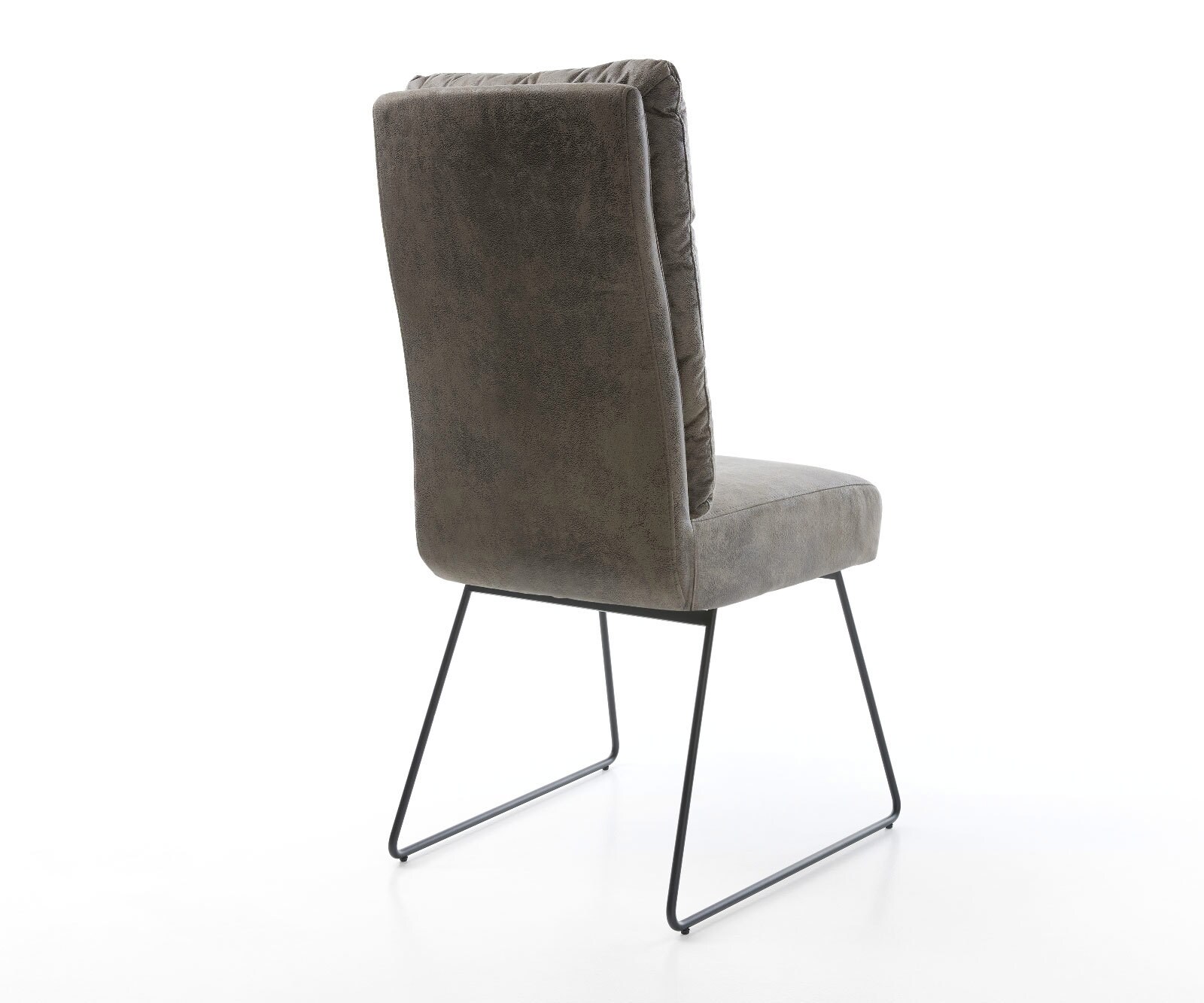 Chaise-de-salle-à-manger Pela-Flex microvelours gris antique pied trapèze noir ressorts ensachés 4