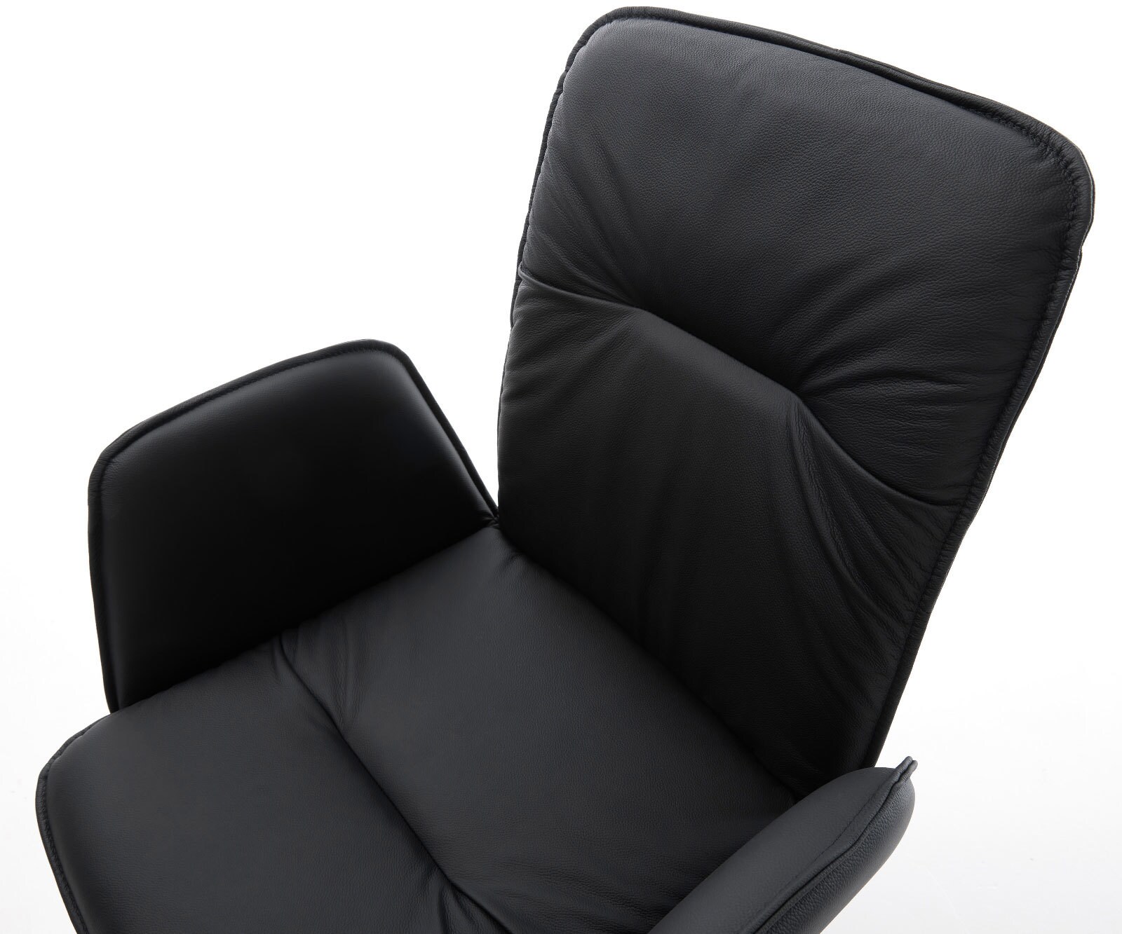 Drehstuhl Vinja-Flex Echt-Leder Schwarz Kreuzgestell breit Schwarz 360° drehbar Wippfunktion 3