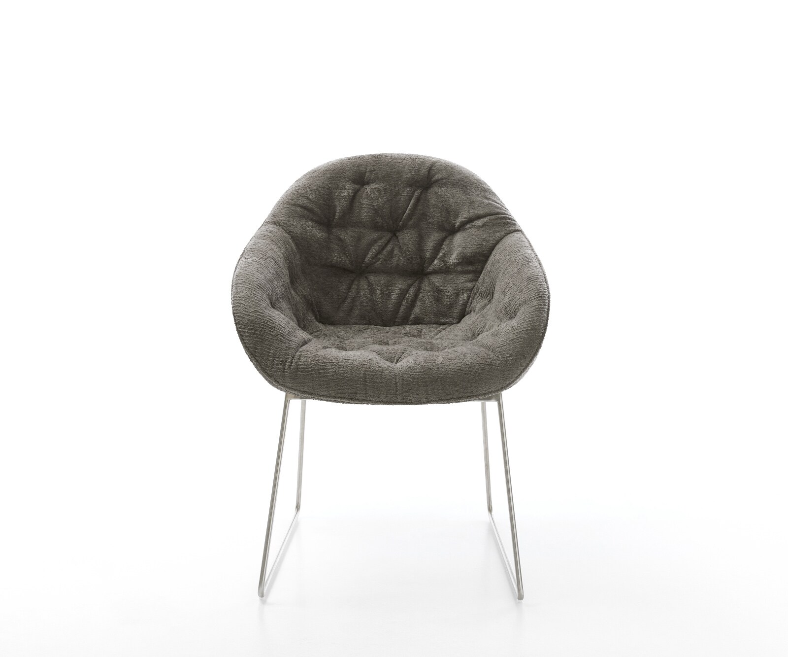 Chaise-de-salle-à-manger Gaio-Flex bouclé doux couleur boue pied trapèze acier inoxydable 2