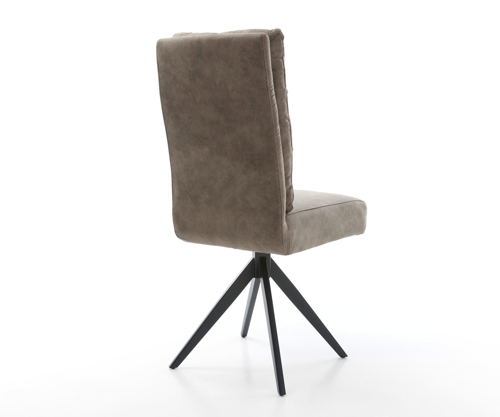 Chaise-de-salle-à-manger Pela-Flex microvelours taupe vintage pied croisé angulaire noir ressorts ensachés 4 Chaise-de-salle-à-manger Pela-Flex microvelours taupe vintage pied croisé angulaire noir ressorts ensachés 4