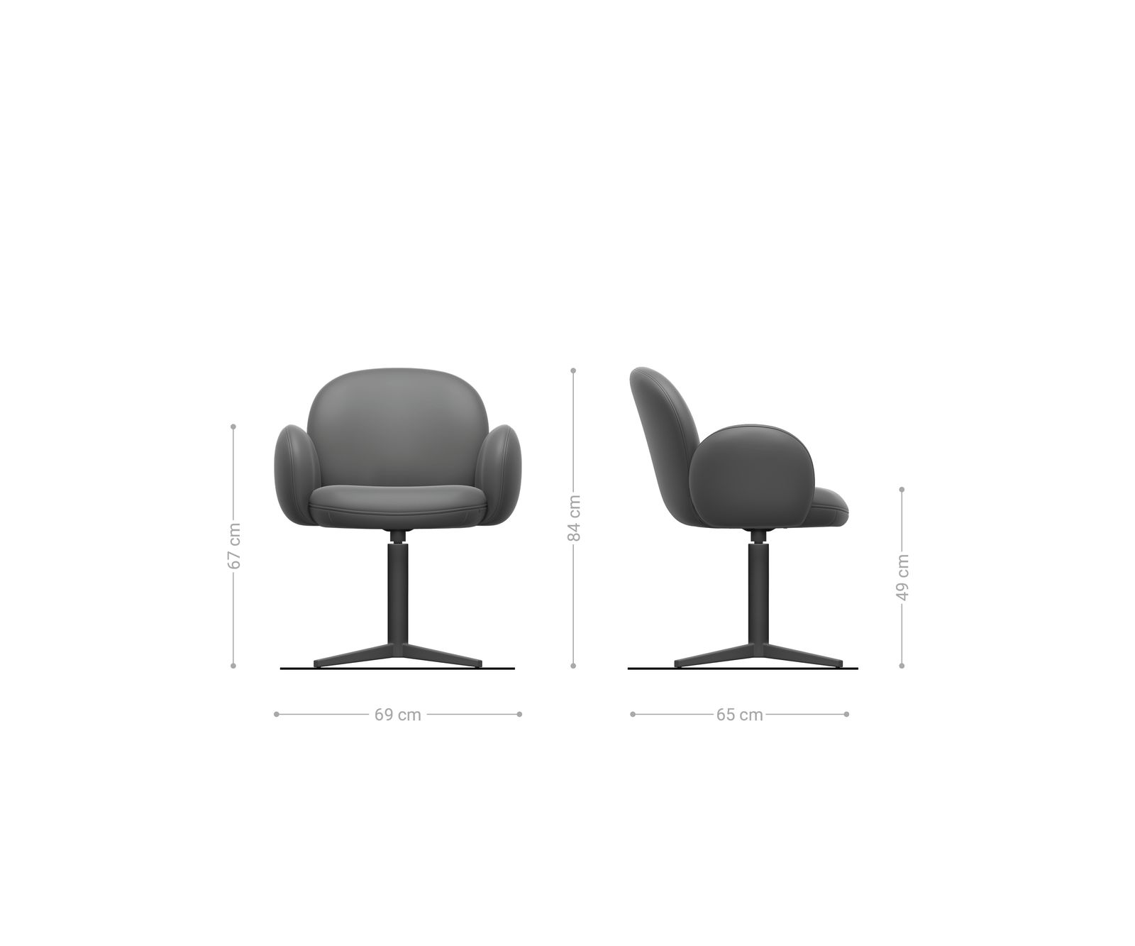 Chaise-pivotante Nube-Flex avec accoudoirs bouclé gris argenté pied de chaise 4 branches acier inoxydable brossé pivotement sur 360° ressorts ensachés 5