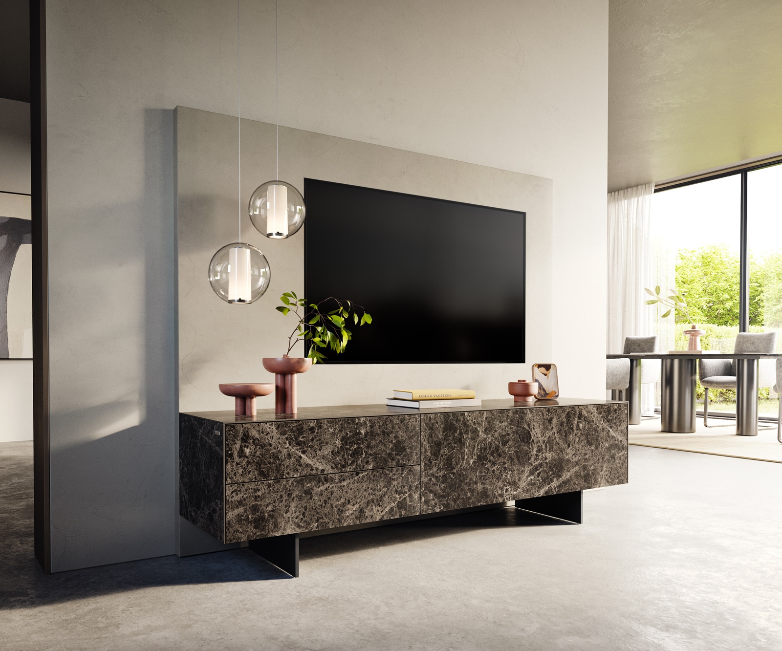 Lowboard Cuor 180 cm Keramik 1 Klappe 2 Schubfächer  4 Lowboard Cuor 180 cm Keramik 1 Klappe 2 Schubfächer  4