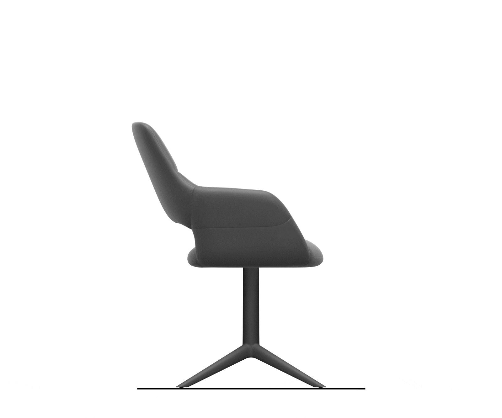 Chaise-pivotante Yago-Flex avec accoudoirs tissu mixte couleur boue pied de chaise 4 branches blanc pivotement sur 360° fonction bascule ressorts ensachés 9