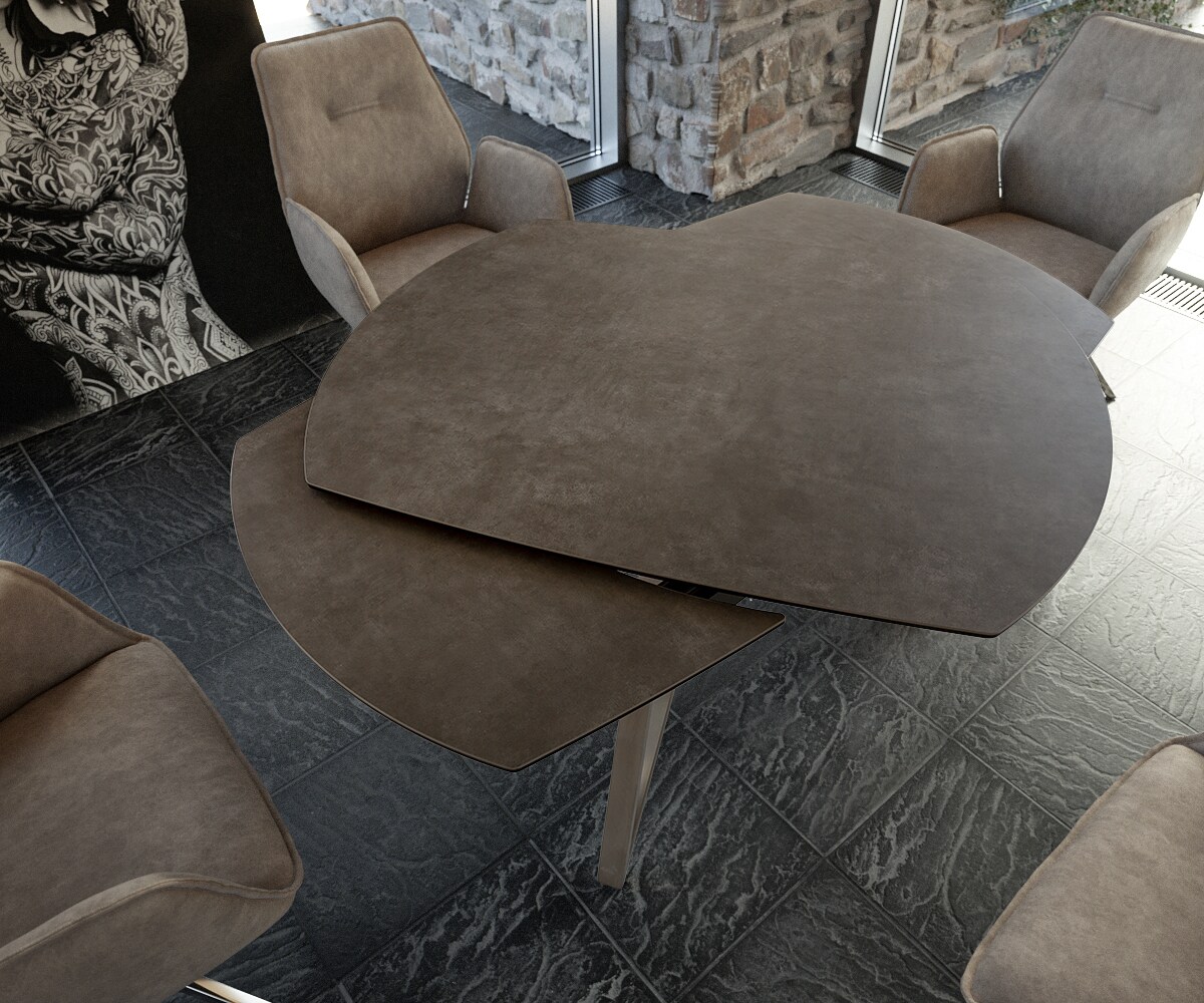 Table-manger Carlow 130/200x95 cm céramique marron acier inoxydable extensible 2