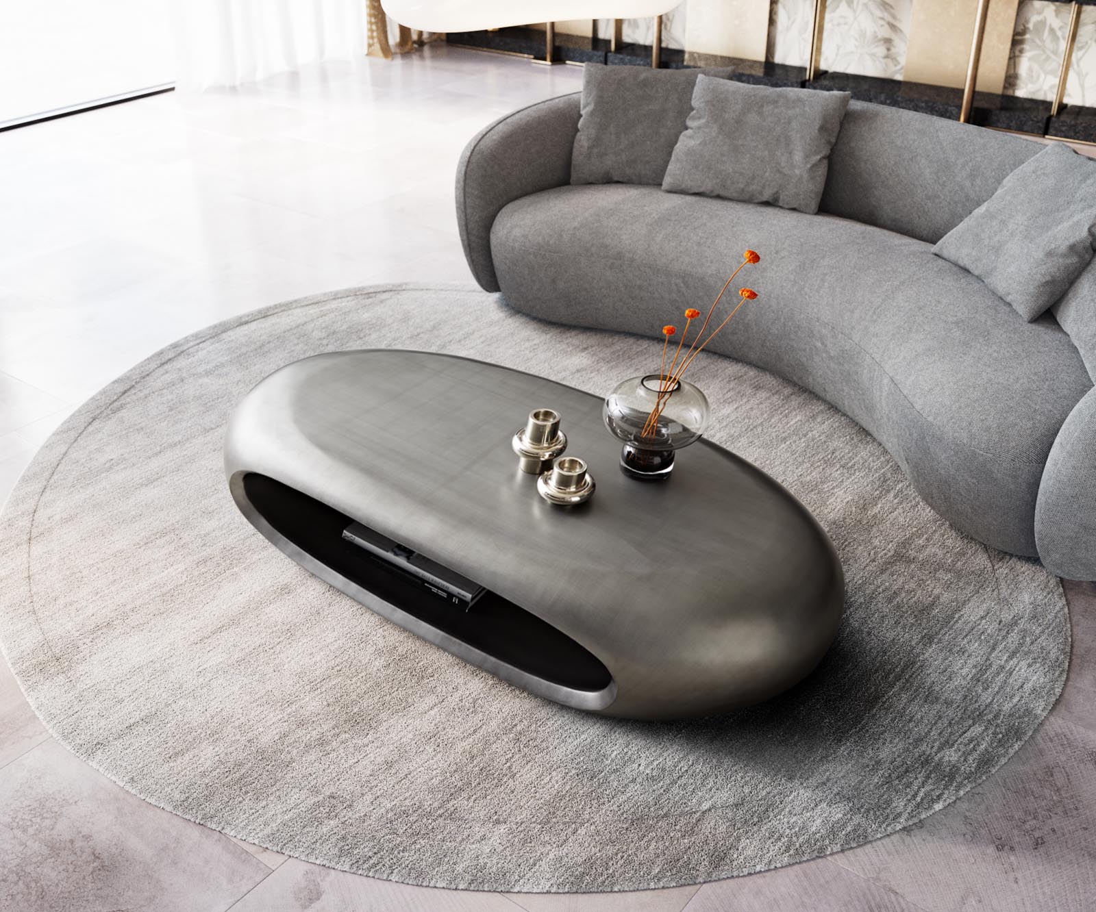 Couchtisch Sinor 140x65 cm Metallic Silber 3 Couchtisch Sinor 140x65 cm Metallic Silber 3