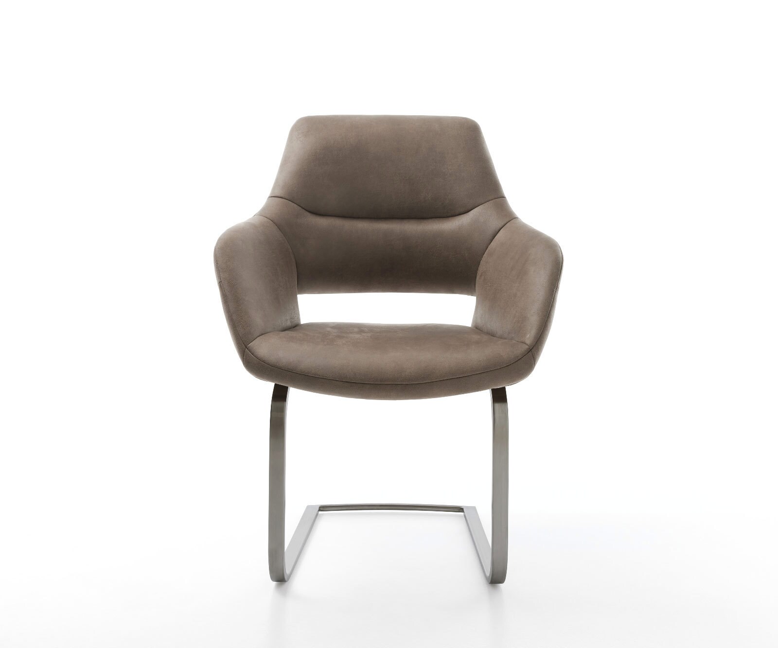 Freischwinger Yago-Flex mit Armlehnen Mikrofaser Taupe Vintage Freischwinger flach Graphit Taschenfederkern 1