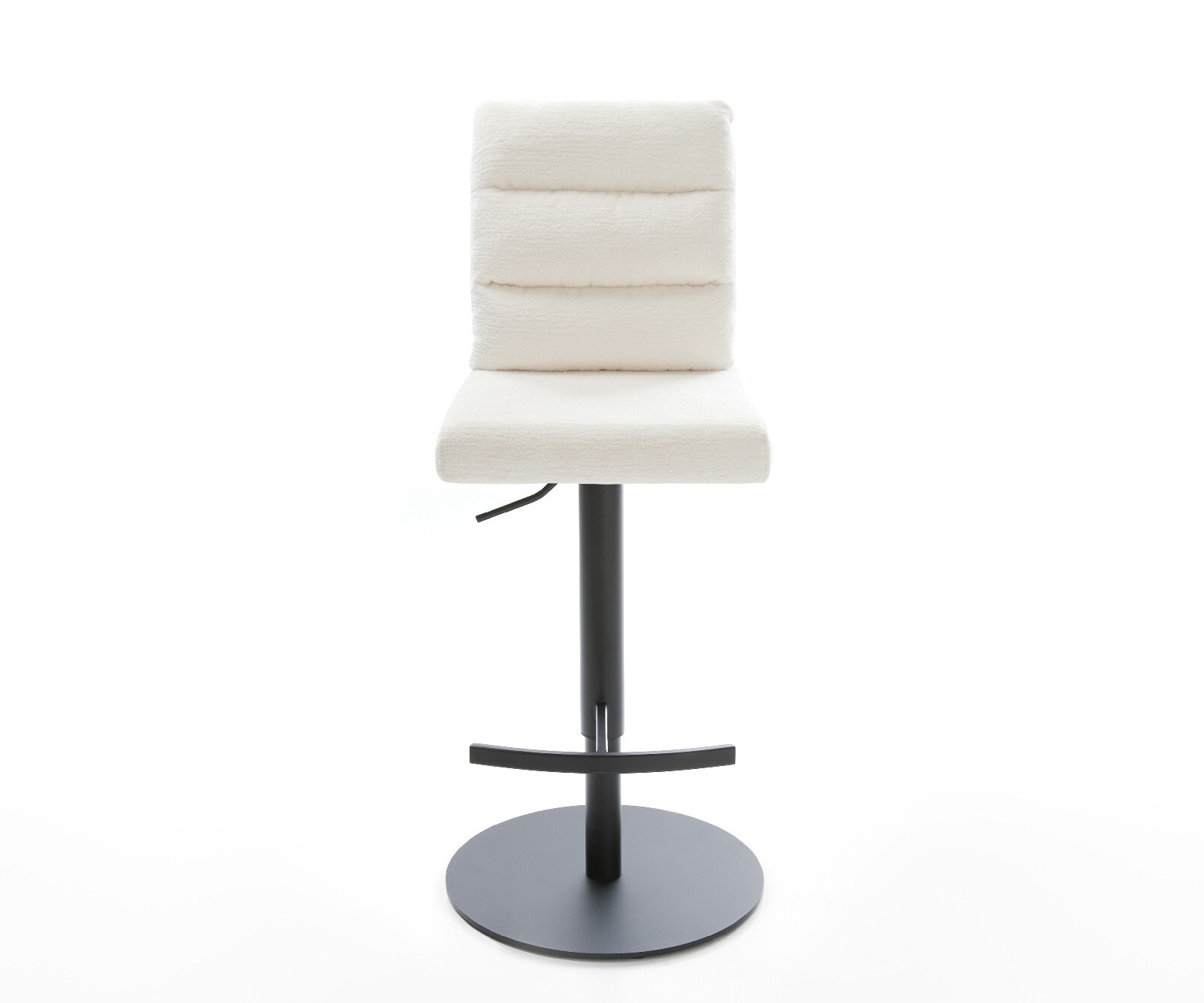 Barstuhl Pela-Flex Bouclé Soft Beige Drehfuß höhenverstellbar Metall Schwarz 1