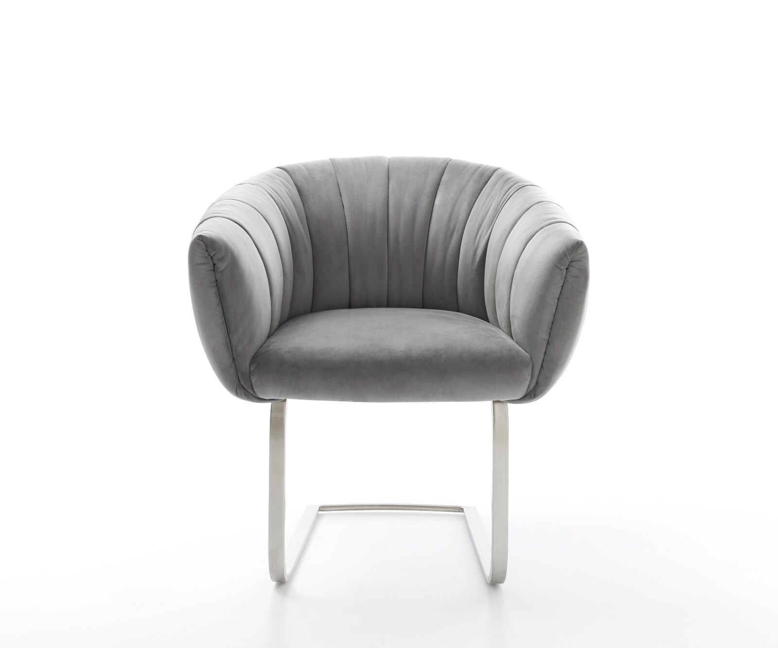 Cantilever Jada-Flex velours gris pied cantilever plat acier inoxydable brossé ressorts ensachés 2