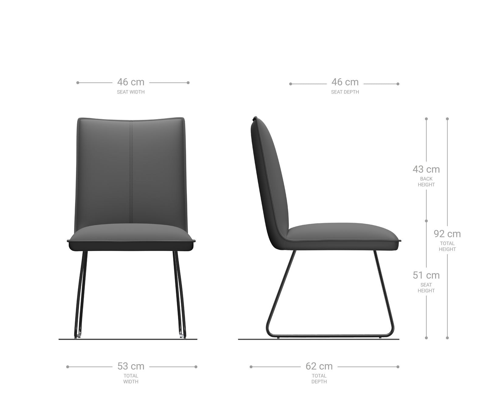 Chaise-de-salle-à-manger Lelio-Flex velours gris pied trapèze acier inoxydable brossé ressorts ensachés 6