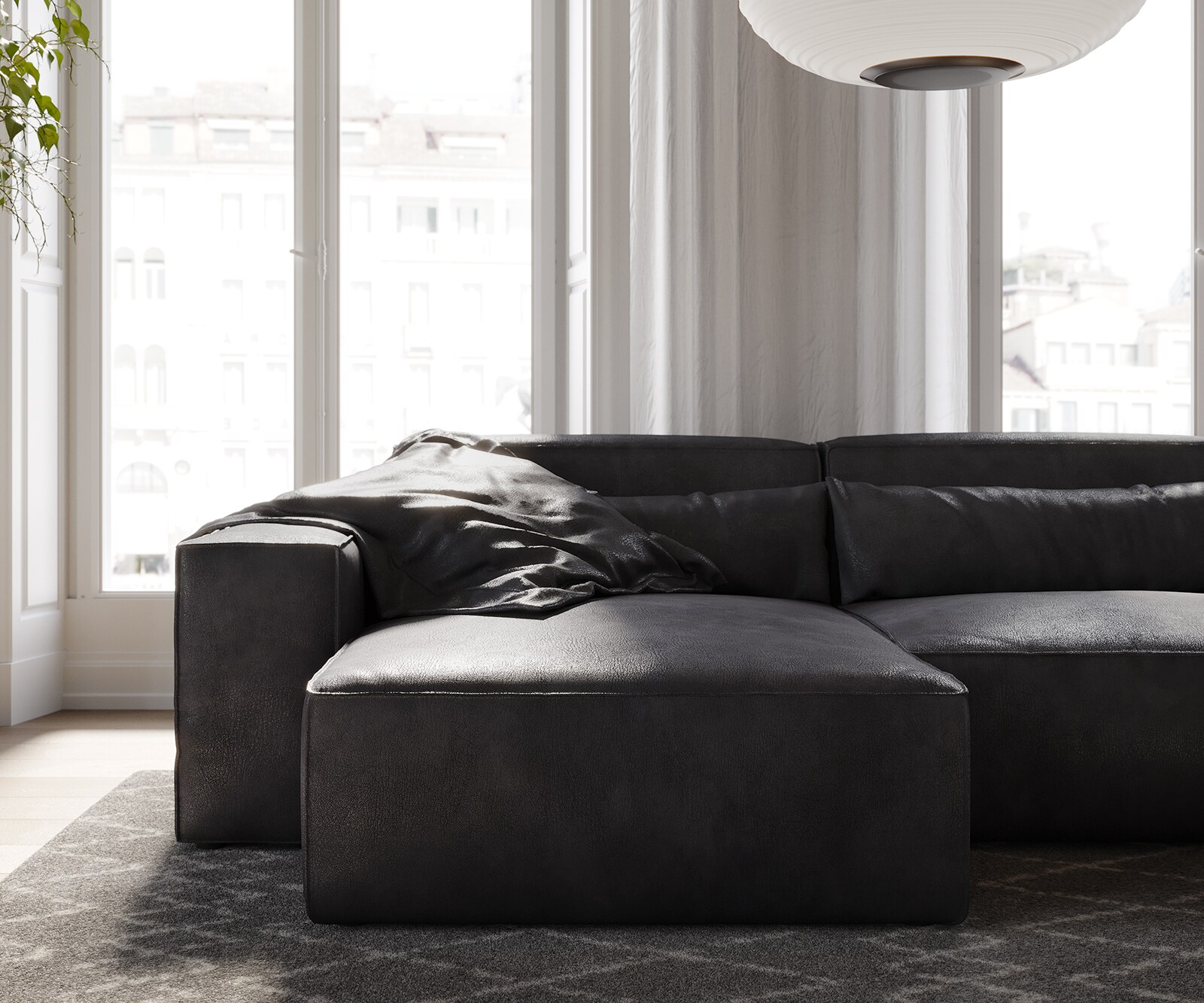 Canapé d'angle Sirpio 230x155 cm Cuir synthétique Vintage Anthracite Recamiere variable 5