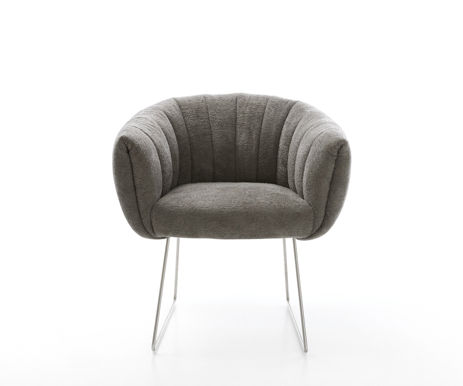 Esszimmerstuhl Jada-Flex Bouclé Soft Schlamm Kufengestell Edelstahl Taschenfederkern 2