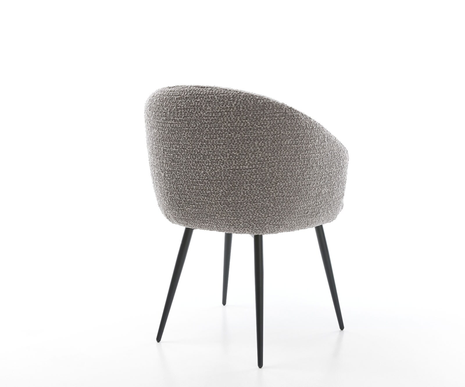 Esszimmerstuhl Caja-Flex mit Armlehnen Bouclé Silbergrau 4-Fuß konisch Schwarz Taschenfederkern 4