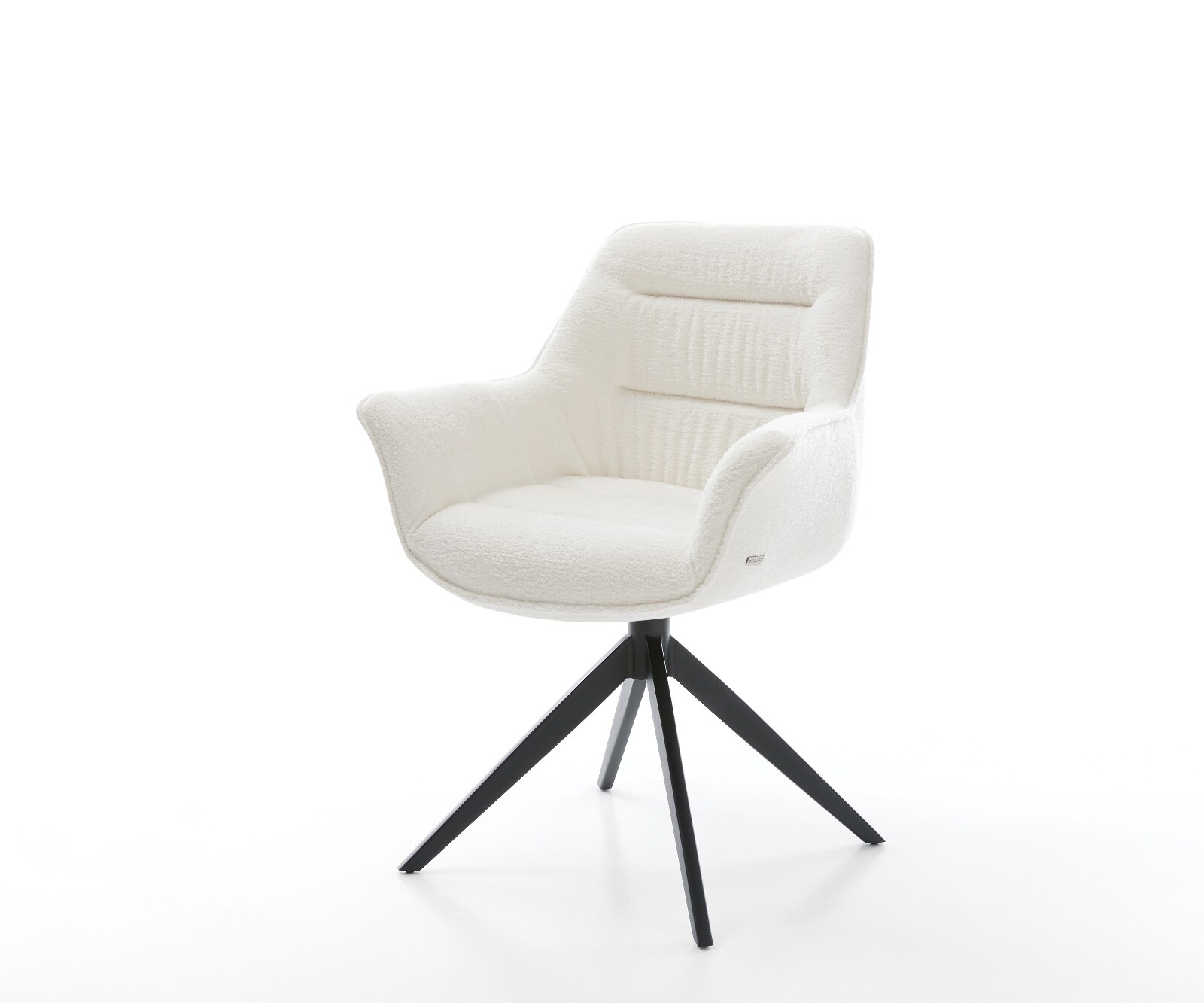 Drehstuhl Kaira-Flex Bouclé Soft Beige Kreuzgestell breit Schwarz 360° drehbar Wippfunktion 1