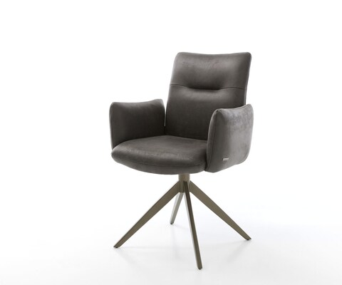 Chaise-pivotante Jova-Flex microvelours anthracite vintage pied croisé large aspect titane pivotement sur 360° fonction bascule ressorts ensachés