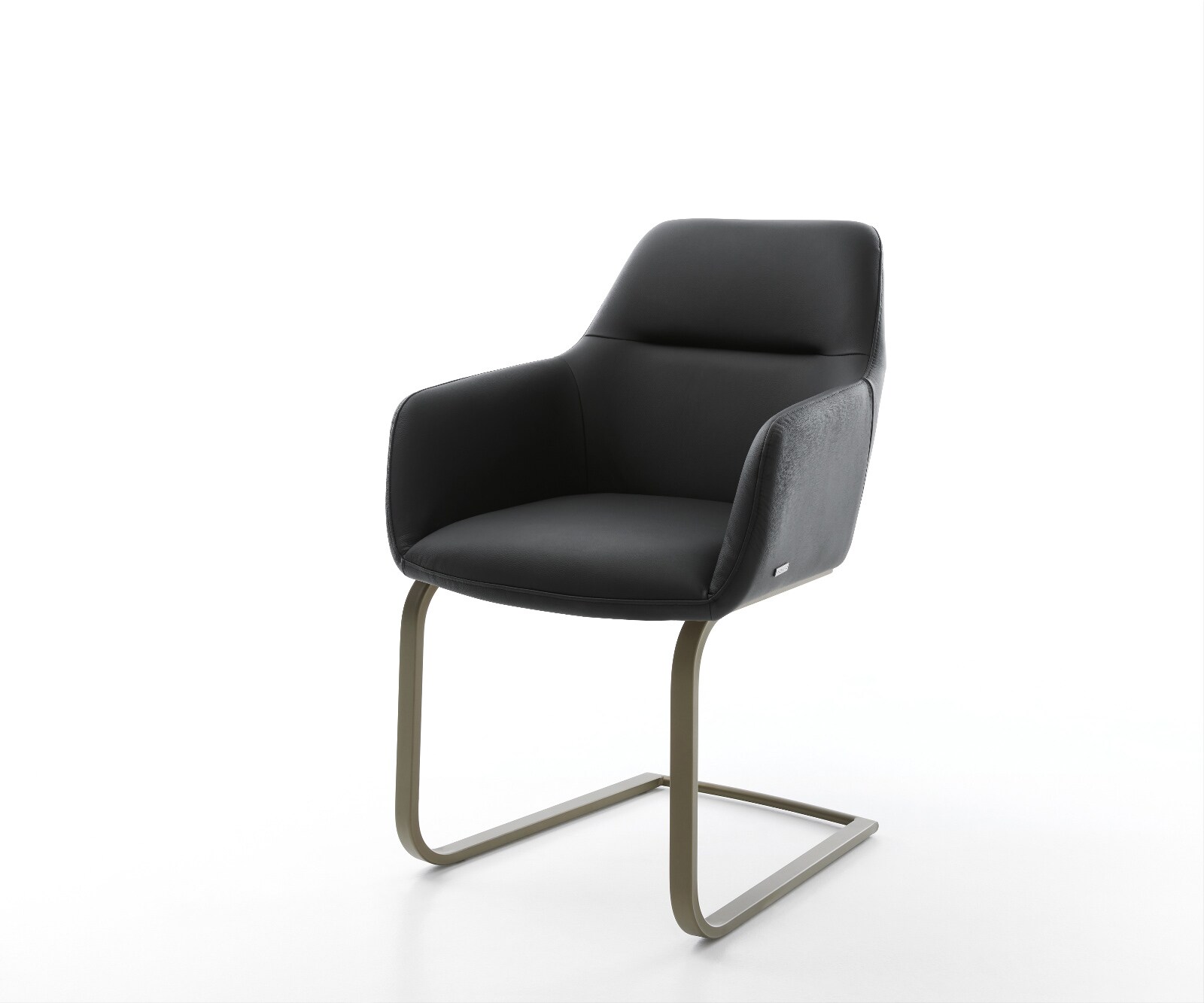 Freischwinger Pejo-Flex Echt-Leder Schwarz Freischwinger flach Effektfinish Titan Taschenfederkern 1