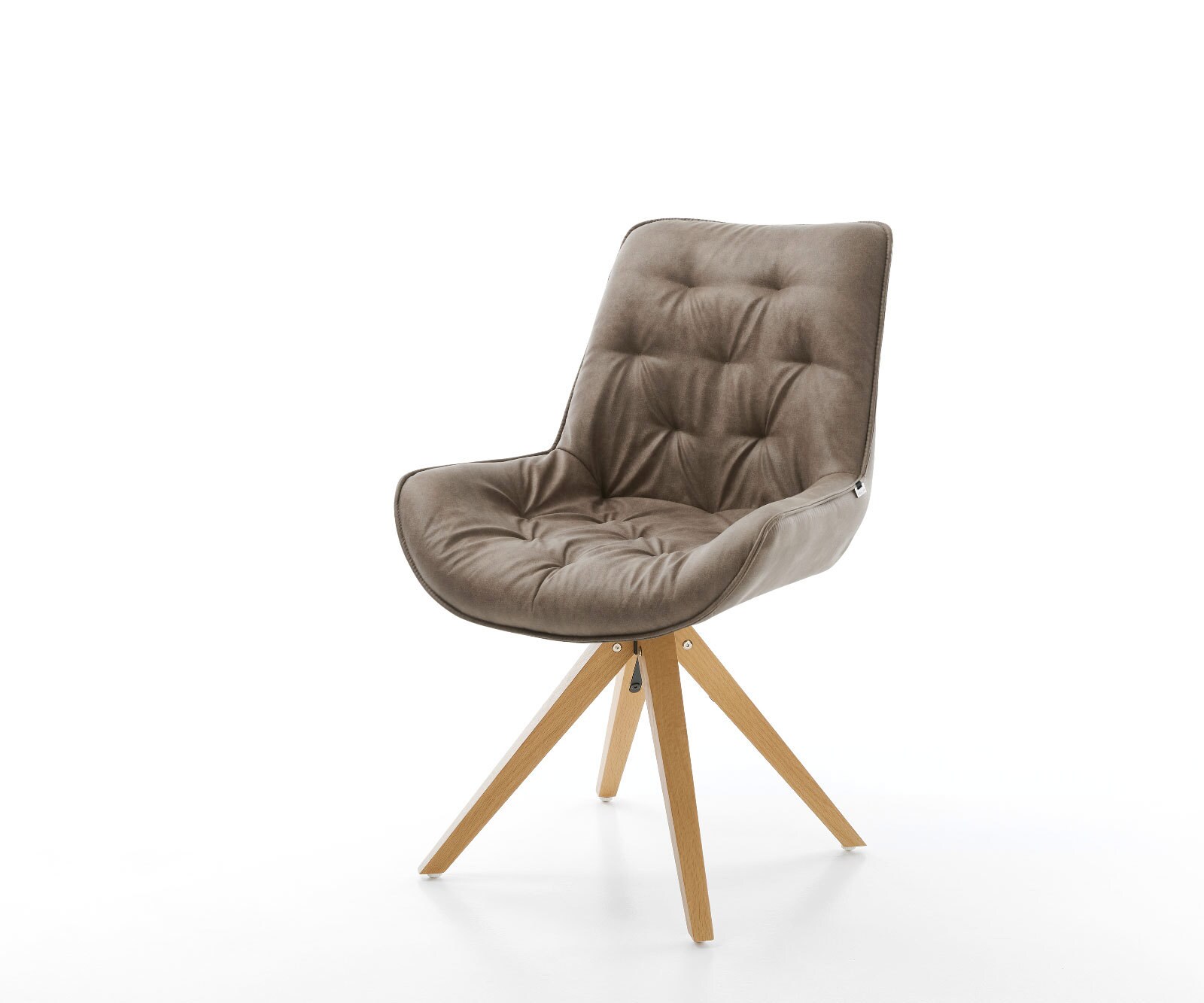 Chaise-pivotante Taimi-Flex taupe vintage cadre en bois angulaire pivote sur 180°