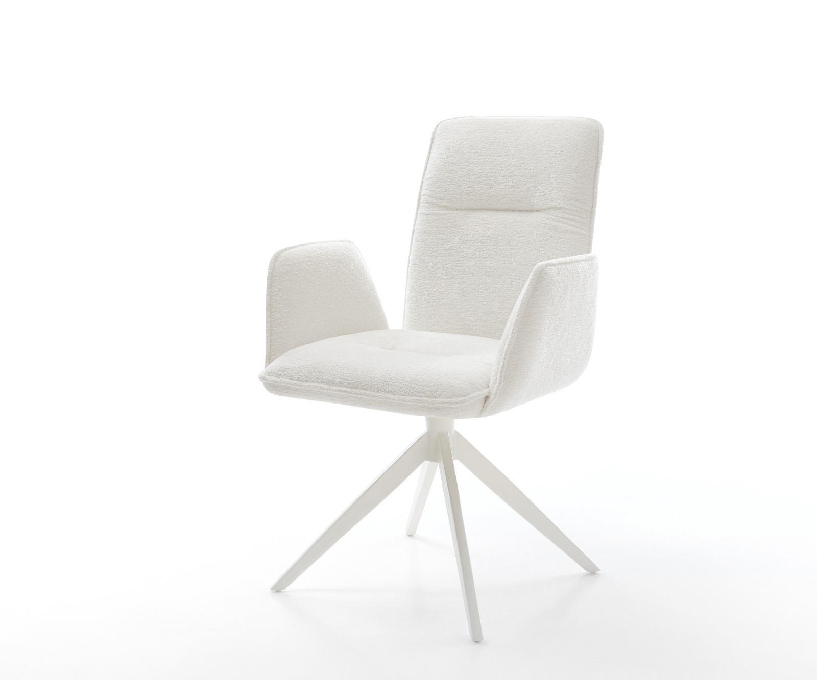 Drehstuhl Vinja-Flex Bouclé Soft Beige Kreuzgestell breit Weiß 360° drehbar Wippfunktion 1