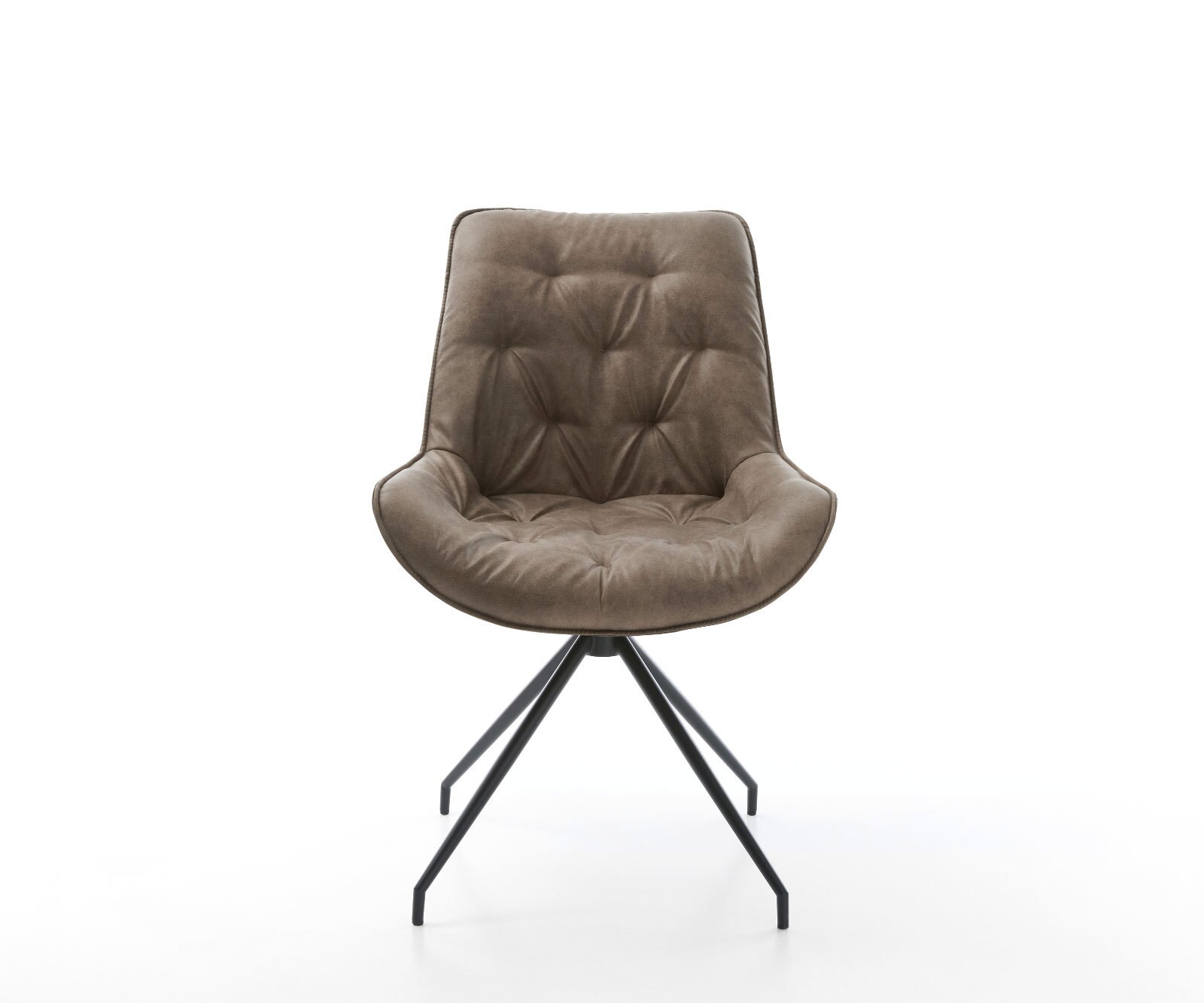 Chaise-de-salle-à-manger Taimi-Flex microvelours taupe vintage pied croisé conique noir 1