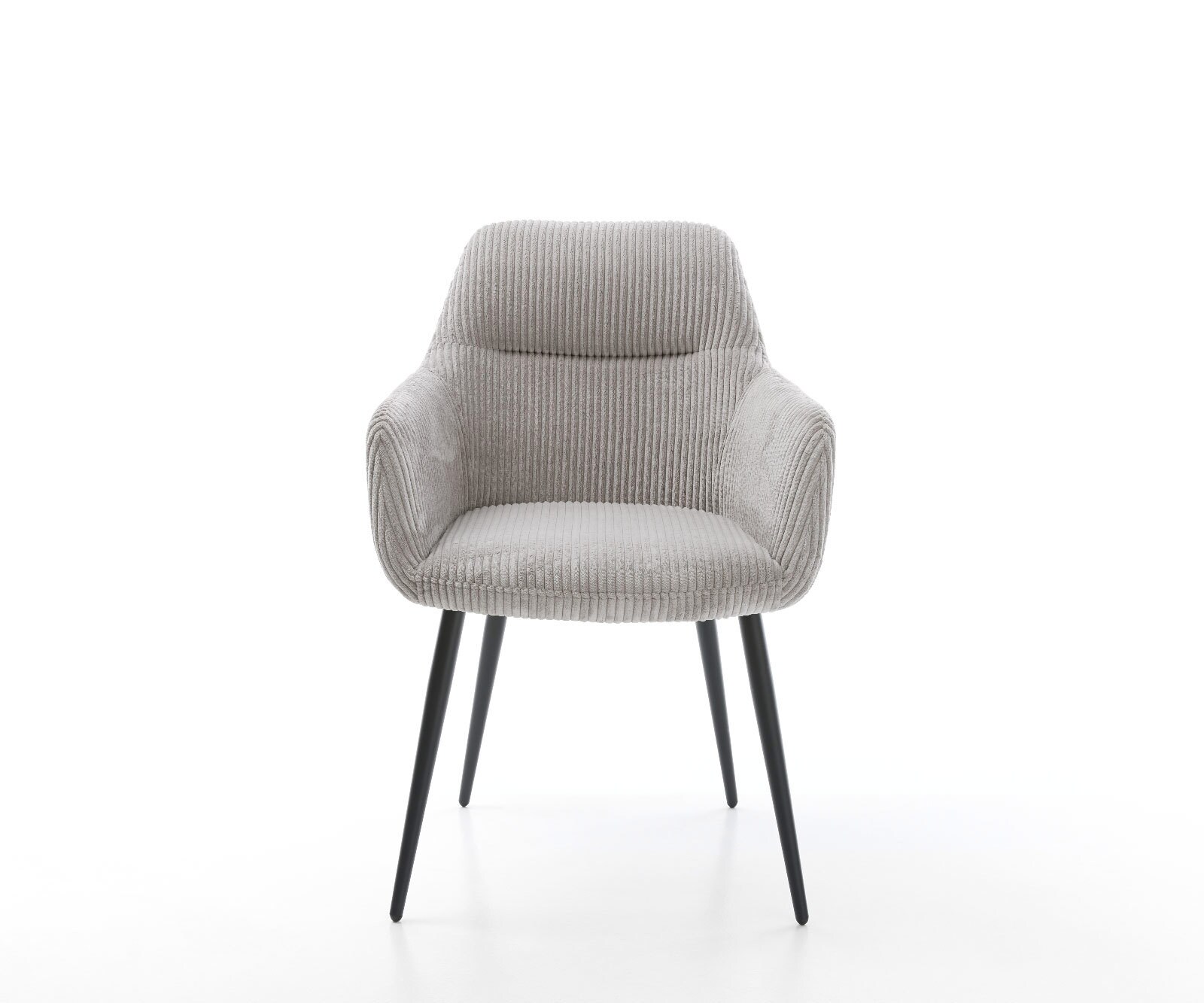 Chaise-de-salle-à-manger Pejo-Flex côtelé gris argenté 4 pieds coniques noir ressorts ensachés 1